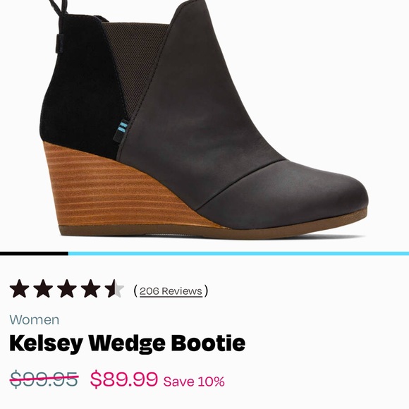 Almost new only wore once. Size 8 Kelsey TOMS wedged booties - Picture 1 of 7